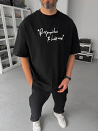 Black Oversize T-Shirt with Embossed Back Embroidery SW-5116