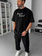 Black Oversize T-Shirt with Embossed Back Embroidery SW-5116