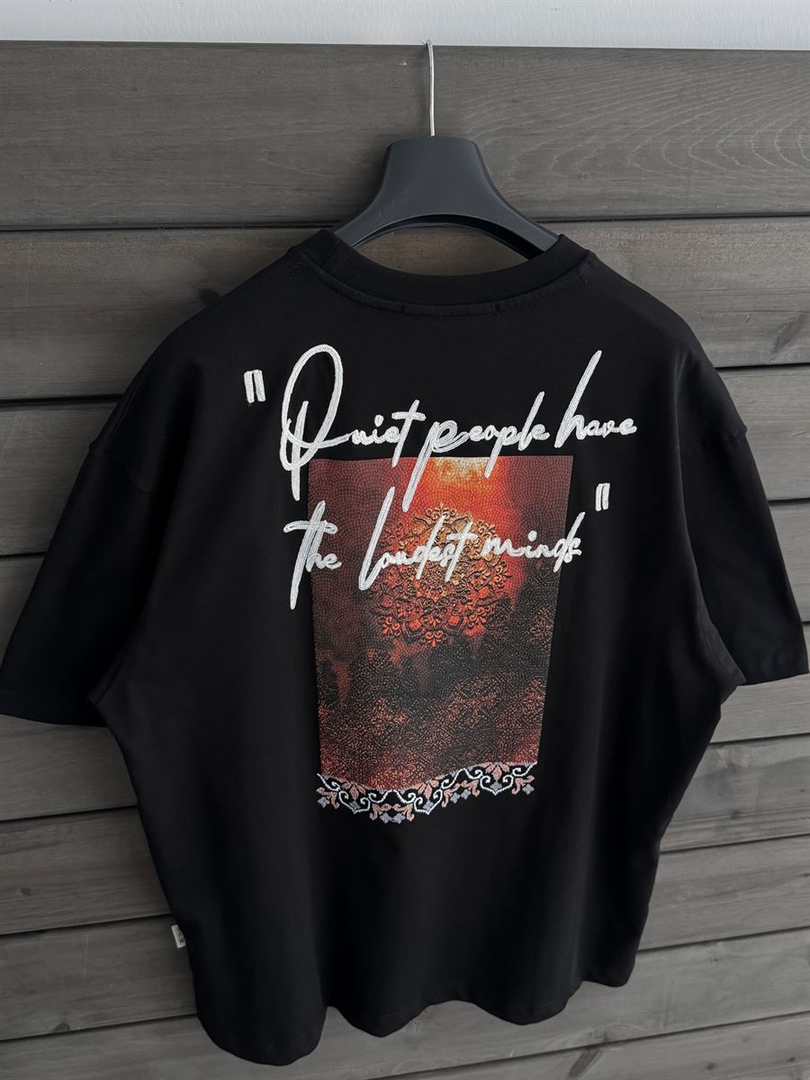 Black Oversize T-Shirt with Embossed Back Embroidery SW-5116