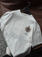 White Embroidered Carpet Patch Oversize T-Shirt SW-5112