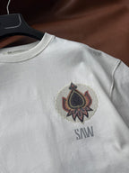 White Embroidered Carpet Patch Oversize T-Shirt SW-5112