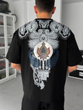Black Embroidered Carpet Patch Oversize T-Shirt SW-5112