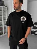 Black Embroidered Carpet Patch Oversize T-Shirt SW-5112