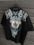 Black Embroidered Carpet Patch Oversize T-Shirt SW-5112
