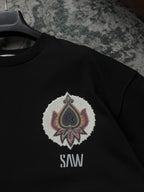 Black Embroidered Carpet Patch Oversize T-Shirt SW-5112