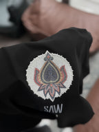 Black Embroidered Carpet Patch Oversize T-Shirt SW-5112