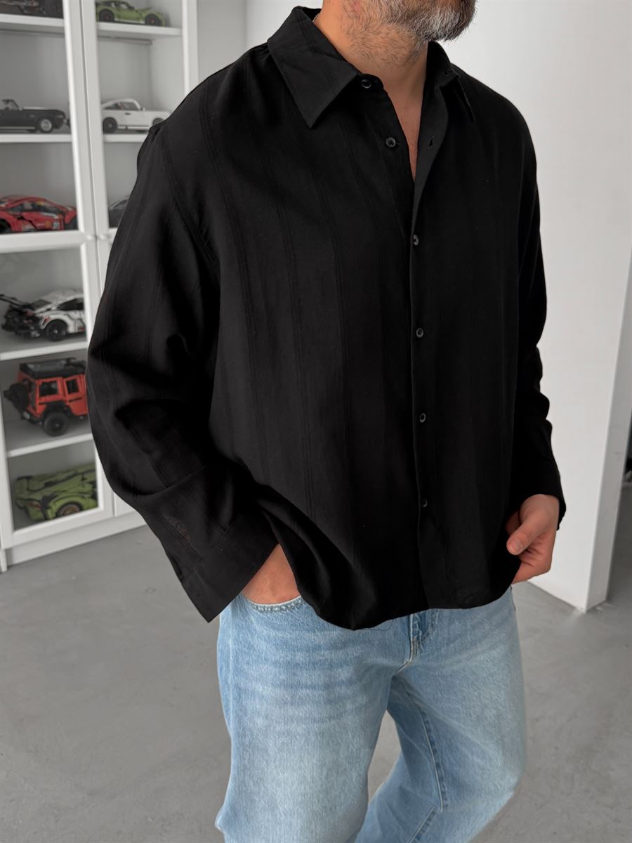 Black Vertical Striped Shirt JJ-134