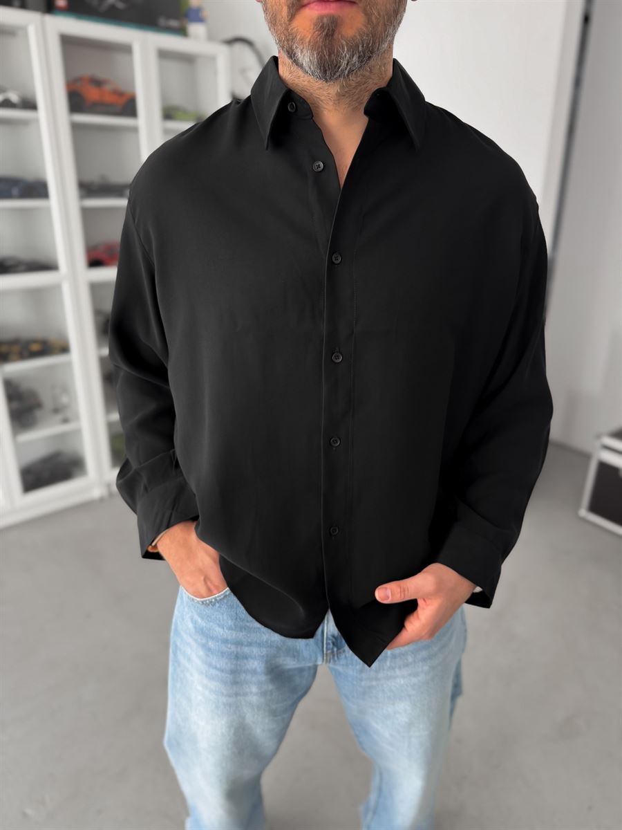 Black Tencel Oversize Shirt JJ-102