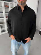 Black Tencel Oversize Shirt JJ-102