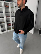 Black Tencel Oversize Shirt JJ-102