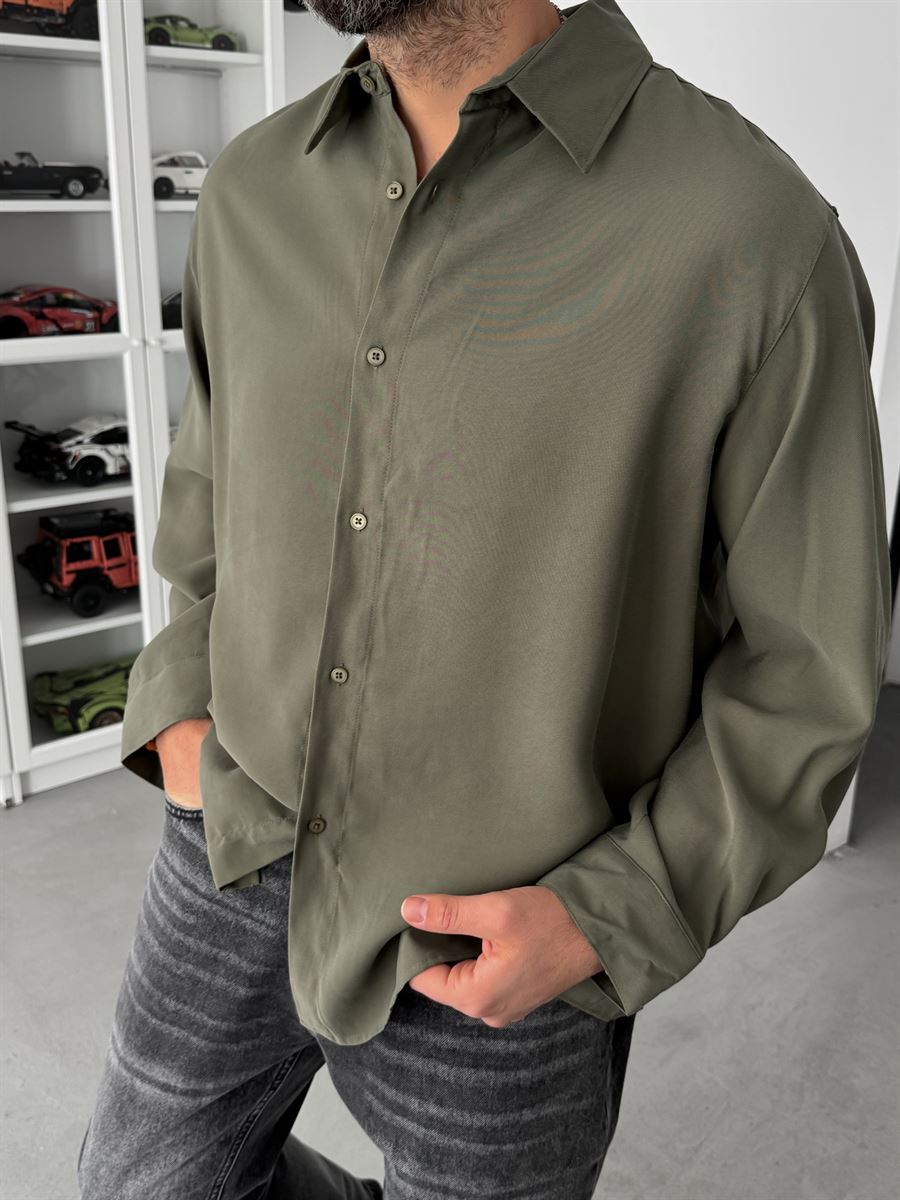 Green Tencel Oversize Shirt JJ-102