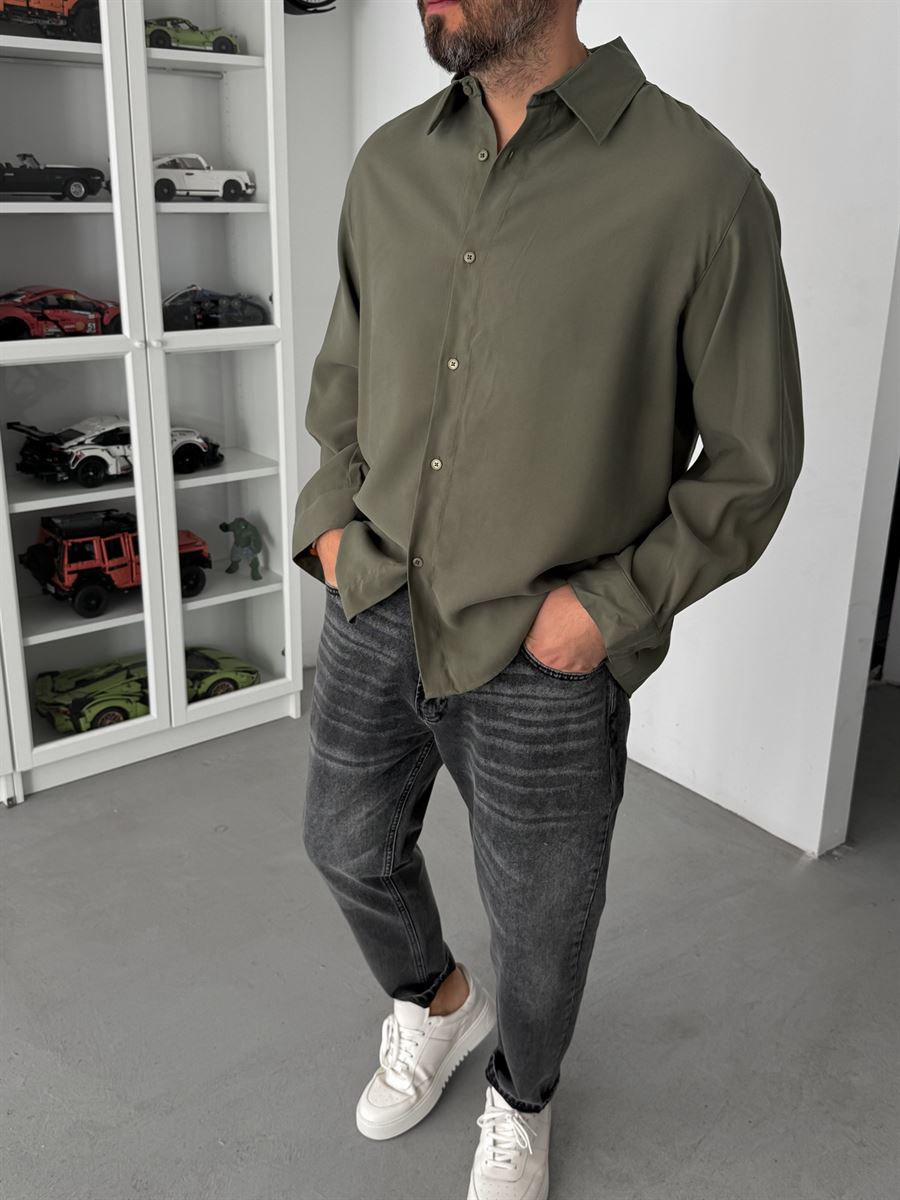 Green Tencel Oversize Shirt JJ-102