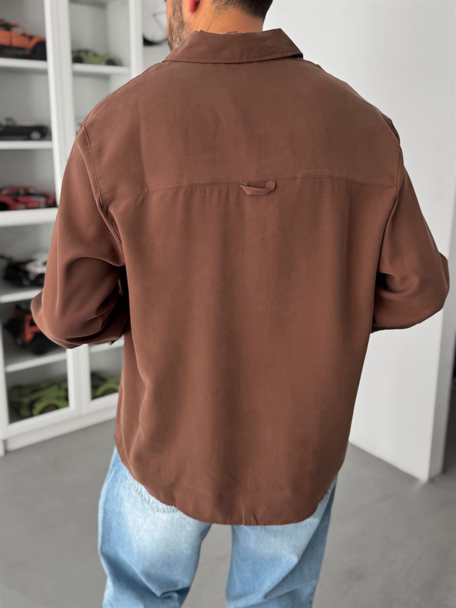 Coffee Tencel Oversize Shirt JJ-102