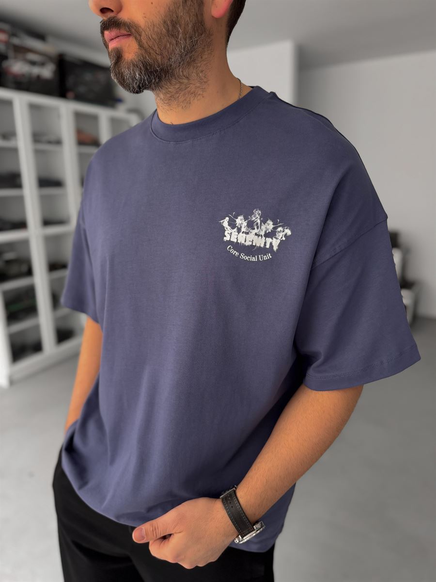 Blue Serenity Print Oversize T-Shirt JJ-131