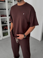 Coffee Modal Fabric Embossed Oversize T-Shirt JJ-181