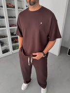 Coffee Modal Fabric Embossed Oversize T-Shirt JJ-181