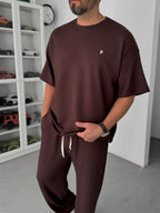 Coffee Modal Fabric Embossed Oversize T-Shirt JJ-181