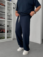 Navy Blue Modal Fabric Baggy Sweatpants JJ-137