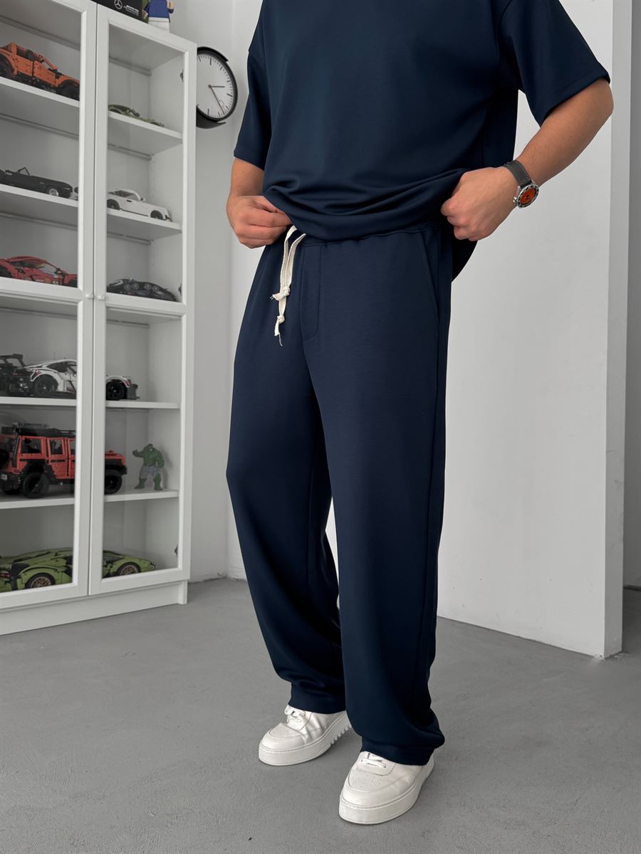 Navy Blue Modal Fabric Baggy Sweatpants JJ-137