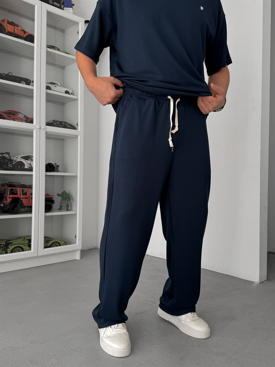 Navy Blue Modal Fabric Baggy Sweatpants JJ-137