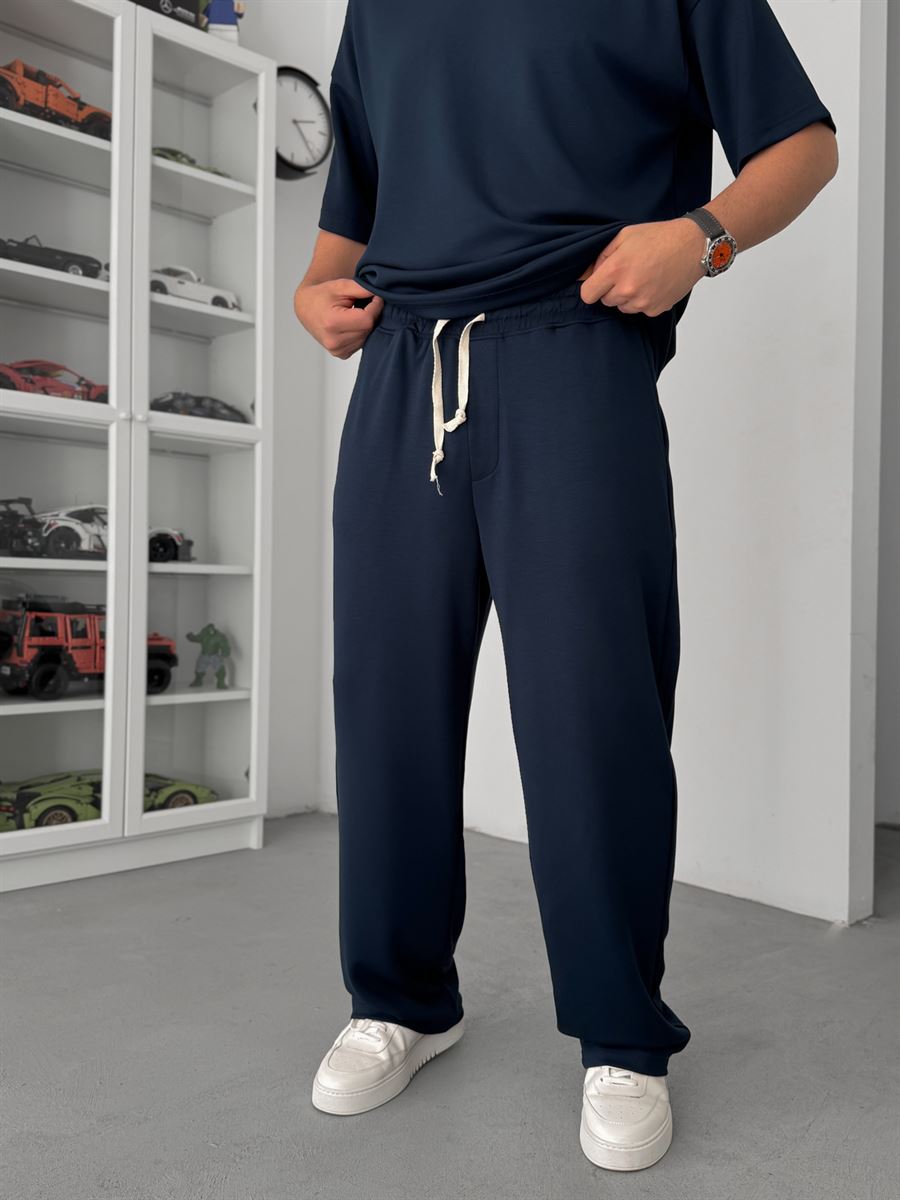 Navy Blue Modal Fabric Baggy Sweatpants JJ-137
