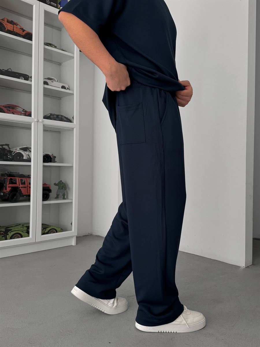 Navy Blue Modal Fabric Baggy Sweatpants JJ-137