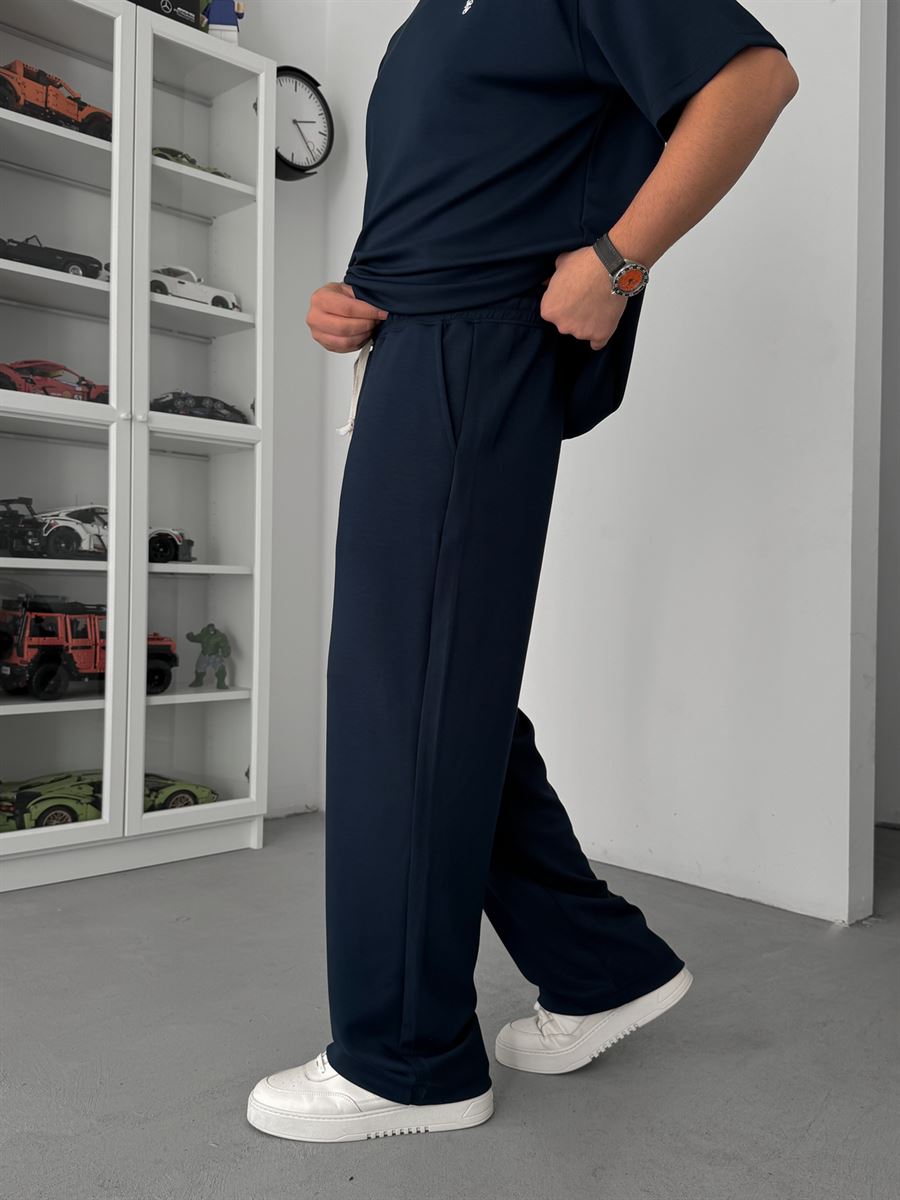 Navy Blue Modal Fabric Baggy Sweatpants JJ-137