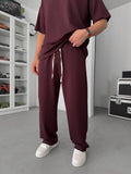Burgundy Modal Fabric Baggy Sweatpants JJ-137