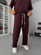 Burgundy Modal Fabric Baggy Sweatpants JJ-137