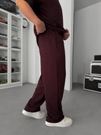 Burgundy Modal Fabric Baggy Sweatpants JJ-137