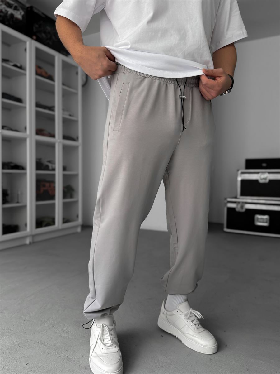 Ice Grey Stopper Leg Baggy Sweatpants JJ-711