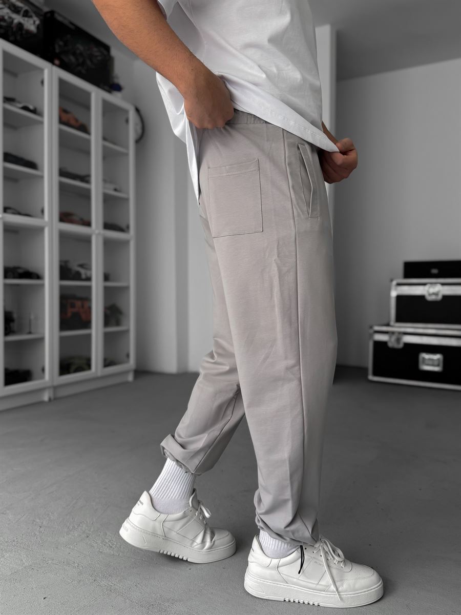 Ice Grey Stopper Leg Baggy Sweatpants JJ-711