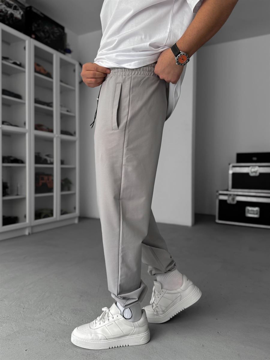 Ice Grey Stopper Leg Baggy Sweatpants JJ-711