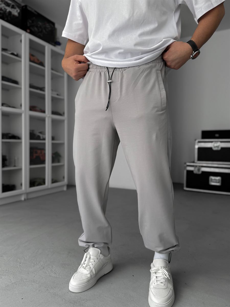 Ice Grey Stopper Leg Baggy Sweatpants JJ-711