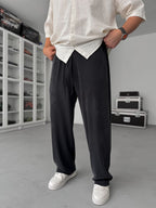 Black Washed Lycra Baggy Pants JJ-139