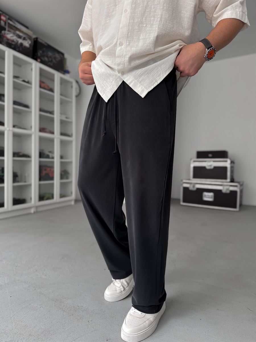 Black Washed Lycra Baggy Pants JJ-139