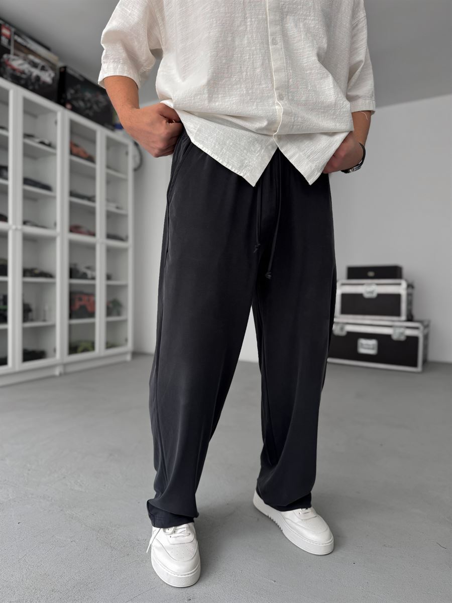 Black Washed Lycra Baggy Pants JJ-139