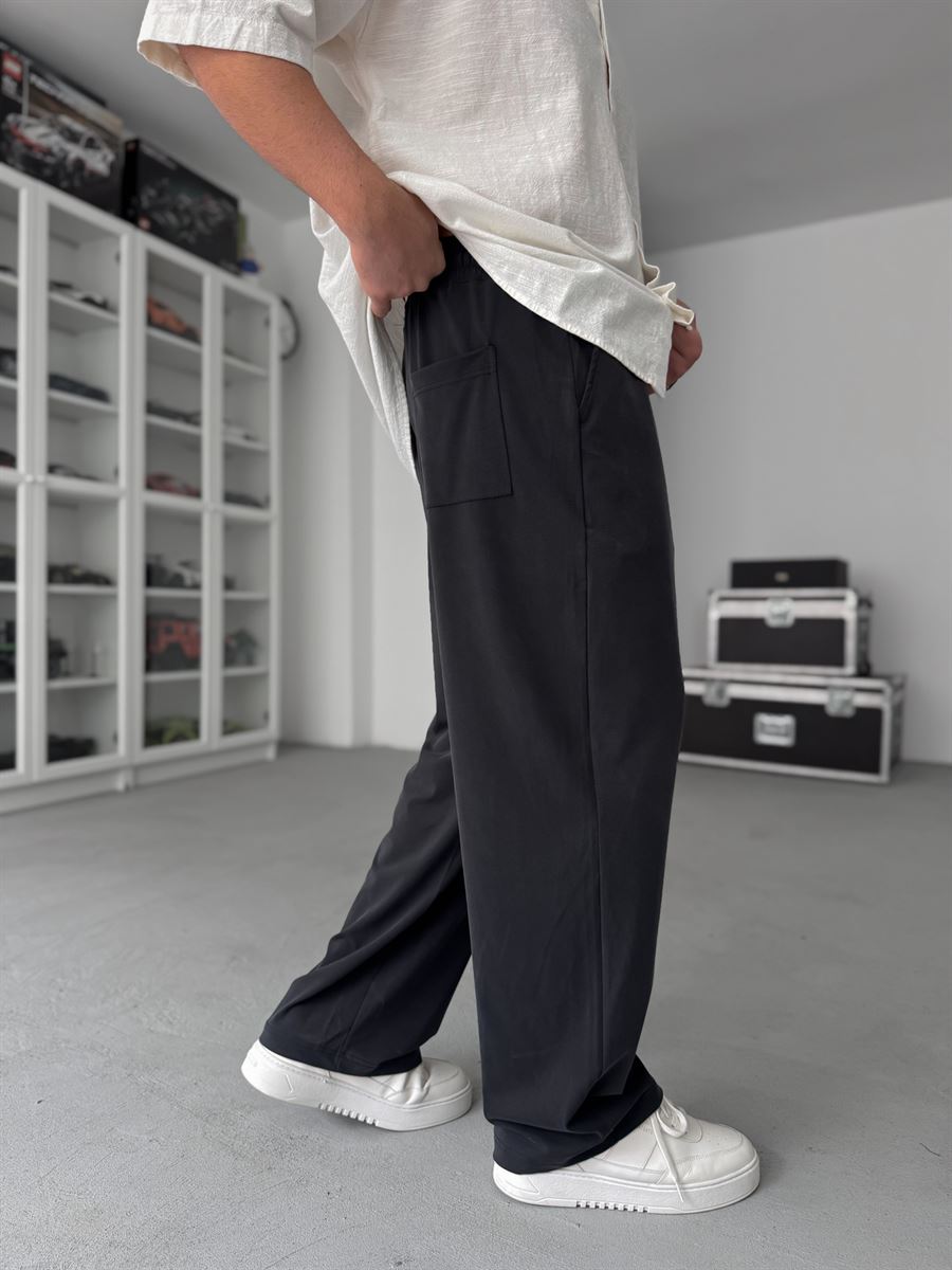 Black Washed Lycra Baggy Pants JJ-139