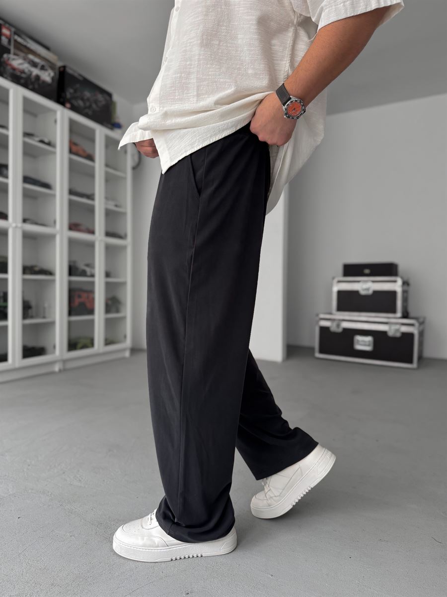 Black Washed Lycra Baggy Pants JJ-139