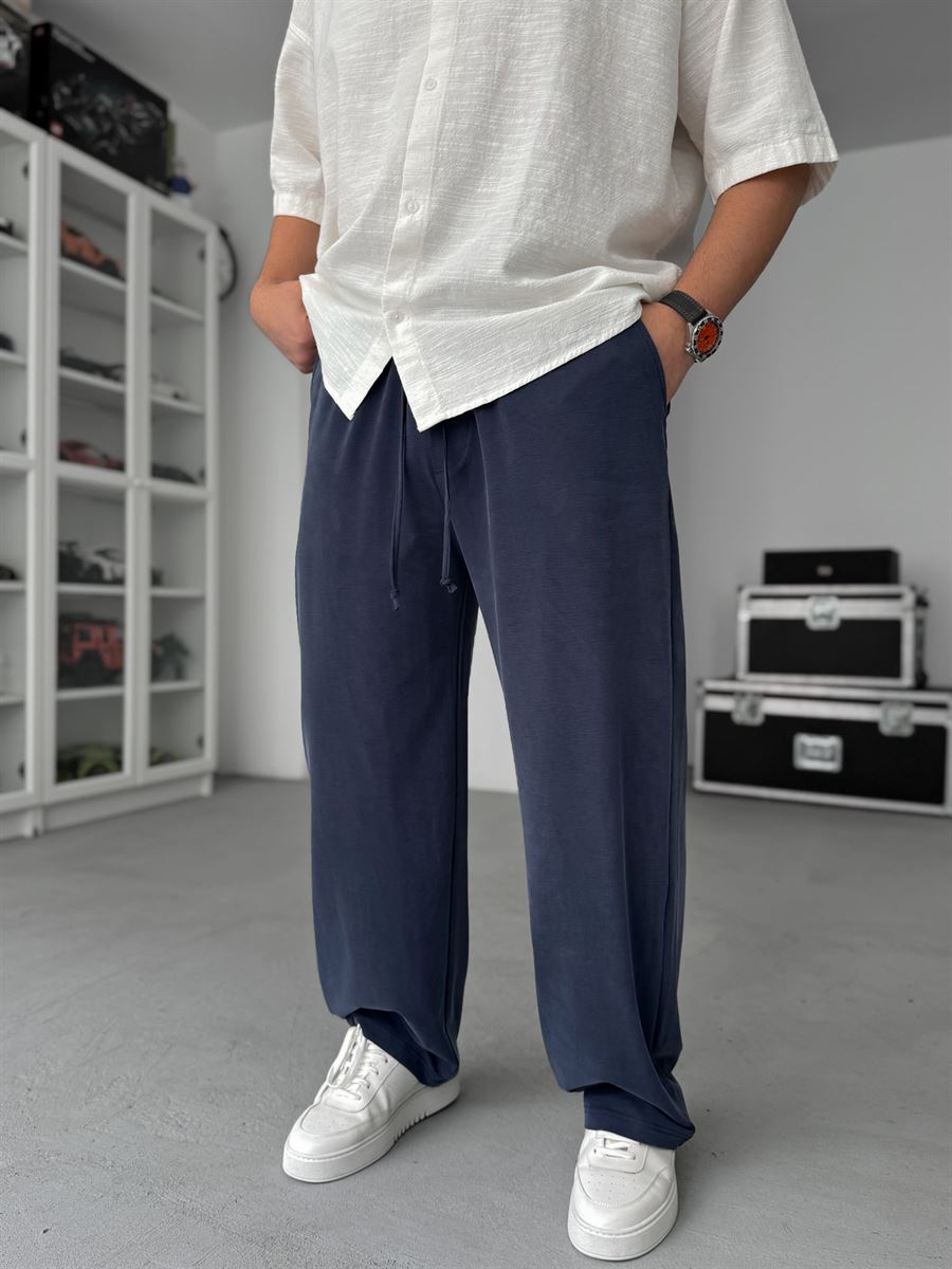 Navy Washed Lycra Baggy Pants JJ-139