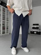 Navy Washed Lycra Baggy Pants JJ-139