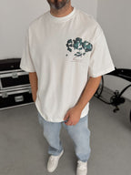White Broken Vincent Embossed Oversize T-Shirt SW-5058