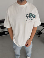 White Broken Vincent Embossed Oversize T-Shirt SW-5058