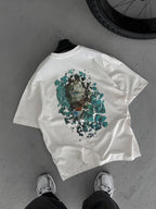 White Broken Vincent Embossed Oversize T-Shirt SW-5058