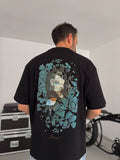 Black Broken Vincent Embossed Oversize T-Shirt SW-5058