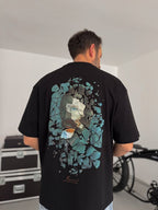Black Broken Vincent Embossed Oversize T-Shirt SW-5058