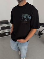 Black Broken Vincent Embossed Oversize T-Shirt SW-5058