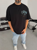 Black Broken Vincent Embossed Oversize T-Shirt SW-5058