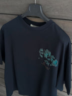 Navy Broken Vincent Embossed Oversize T-Shirt SW-5058