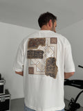 White Oversize T-Shirt with Woven Back Detail SW-5126